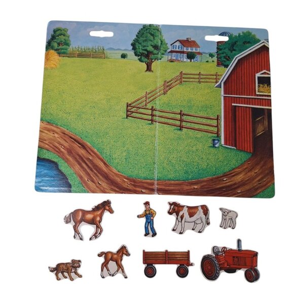 Create a Scene Magnetic Farm Travel Play Lamb Horse Foal Cow Tractor USA 90s - Picture 1 of 9